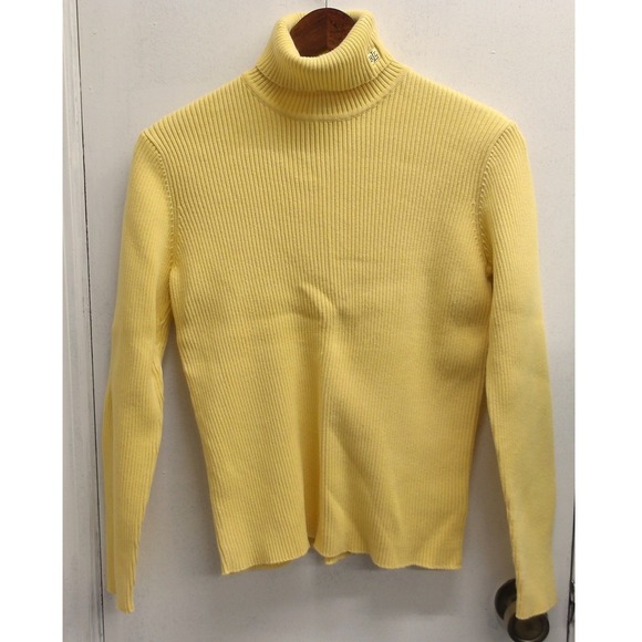 Lauren Ralph Lauren Yellow Ribbed Turtleneck Sweater Size L / #26170 - Picture 3 of 5